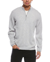 Brodie Cashmere Ribbed Wool & Cashmere-Blend 1/4-Zip Mock Neck Sweater