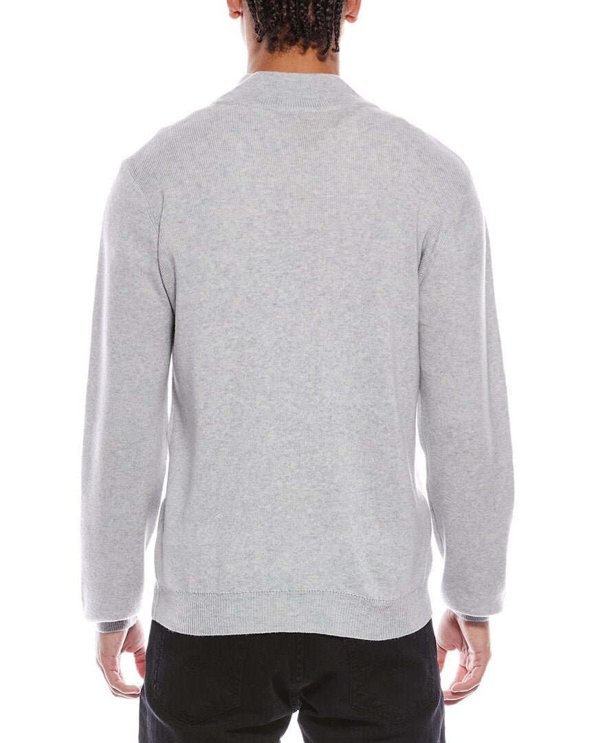 Brodie Cashmere Ribbed Wool & Cashmere-Blend 1/4-Zip Mock Neck Sweater