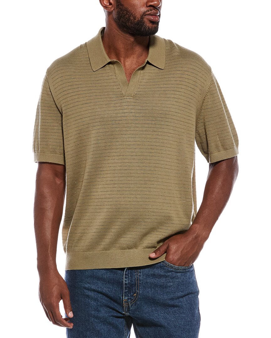 Madewell Pointelle Stitch Johnny Collar Silk-Blend Polo Sweater