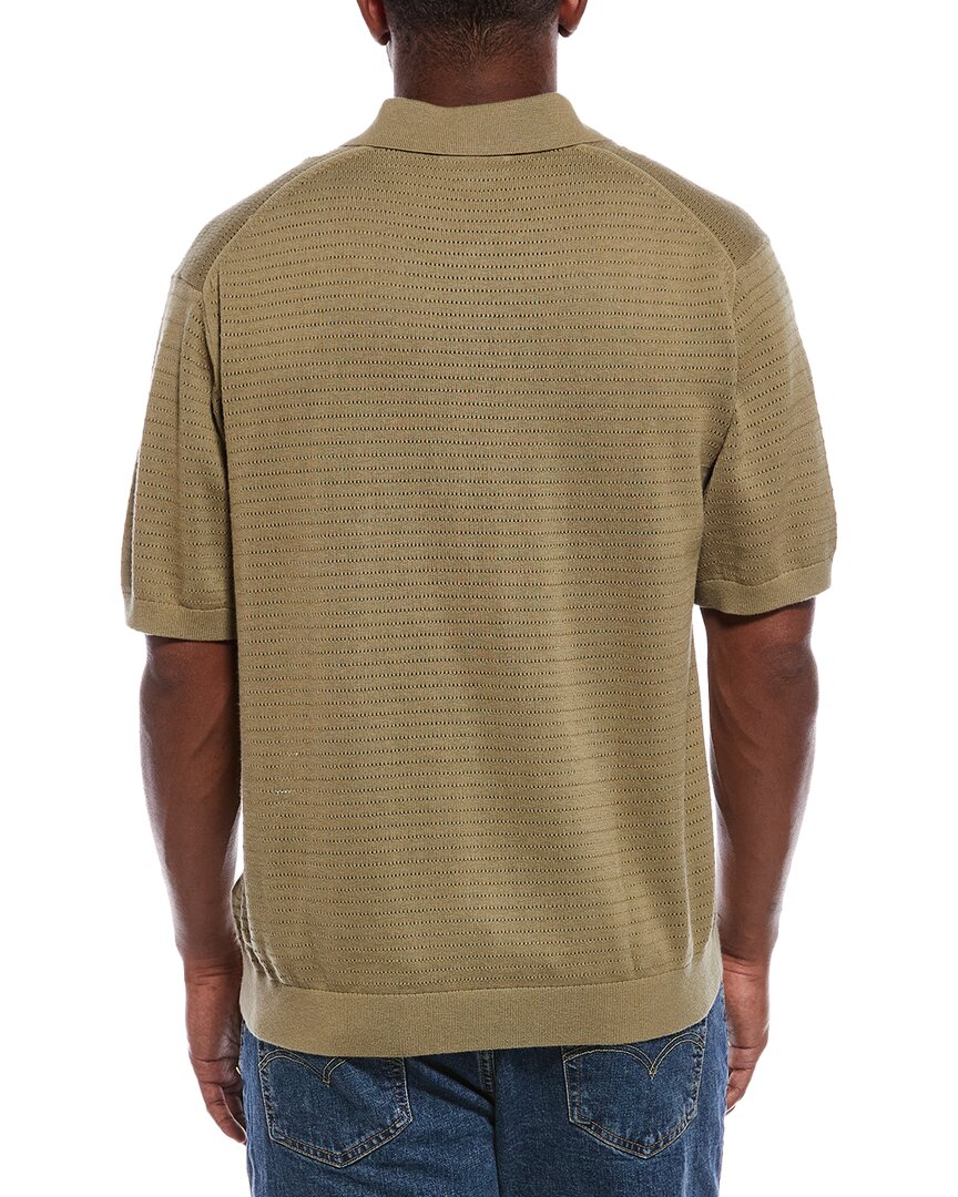 Madewell Pointelle Stitch Johnny Collar Silk-Blend Polo Sweater