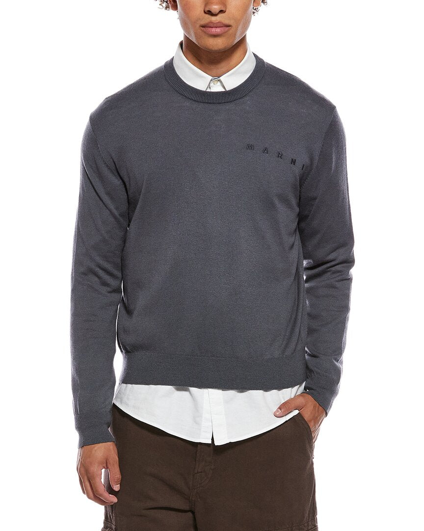 Marni Marni Logo Wool-Blend Crewneck Sweater