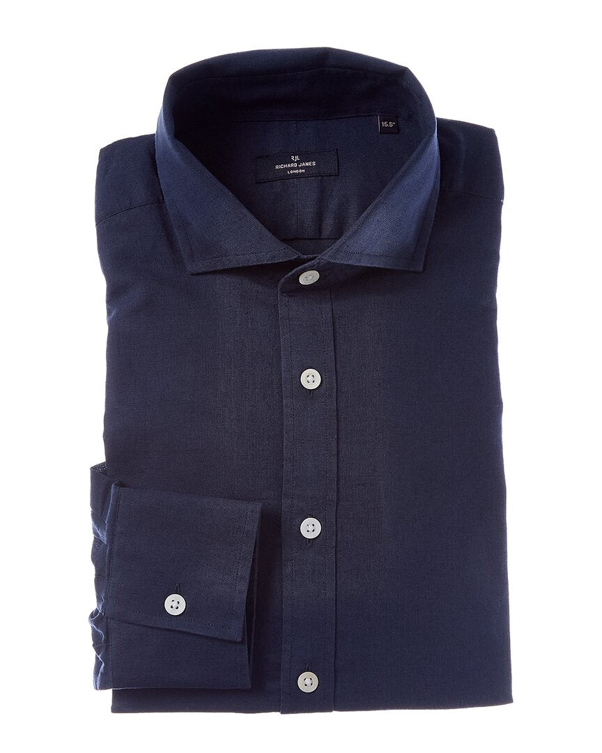 Richard James Richard James Regular Collar Single Cuff Linen-Blend Dress Shirt