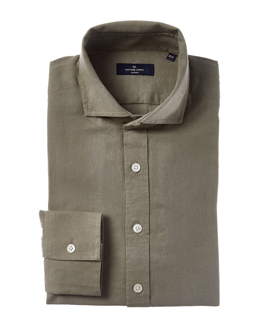 Richard James Richard James Regular Collar Single Cuff Linen-Blend Dress Shirt