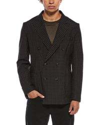 Brioni Brioni Wool & Silk-Blend Check Pattern Blazer