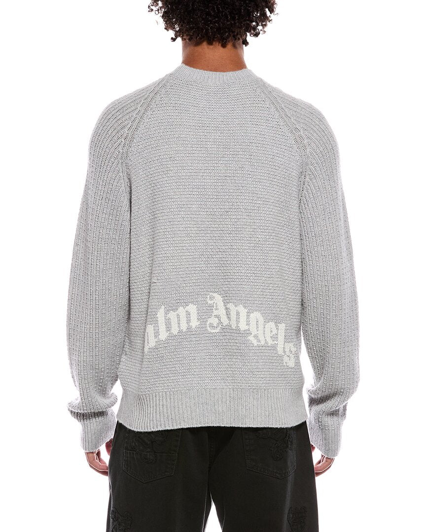 Palm Angels Palm Angels Curved Wool & Cashmere-Blend Crewneck Sweater