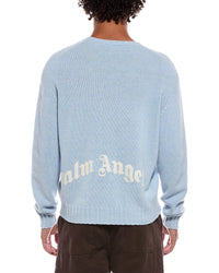 Palm Angels Palm Angels Curved Logo Wool-Blend Crewneck Sweater