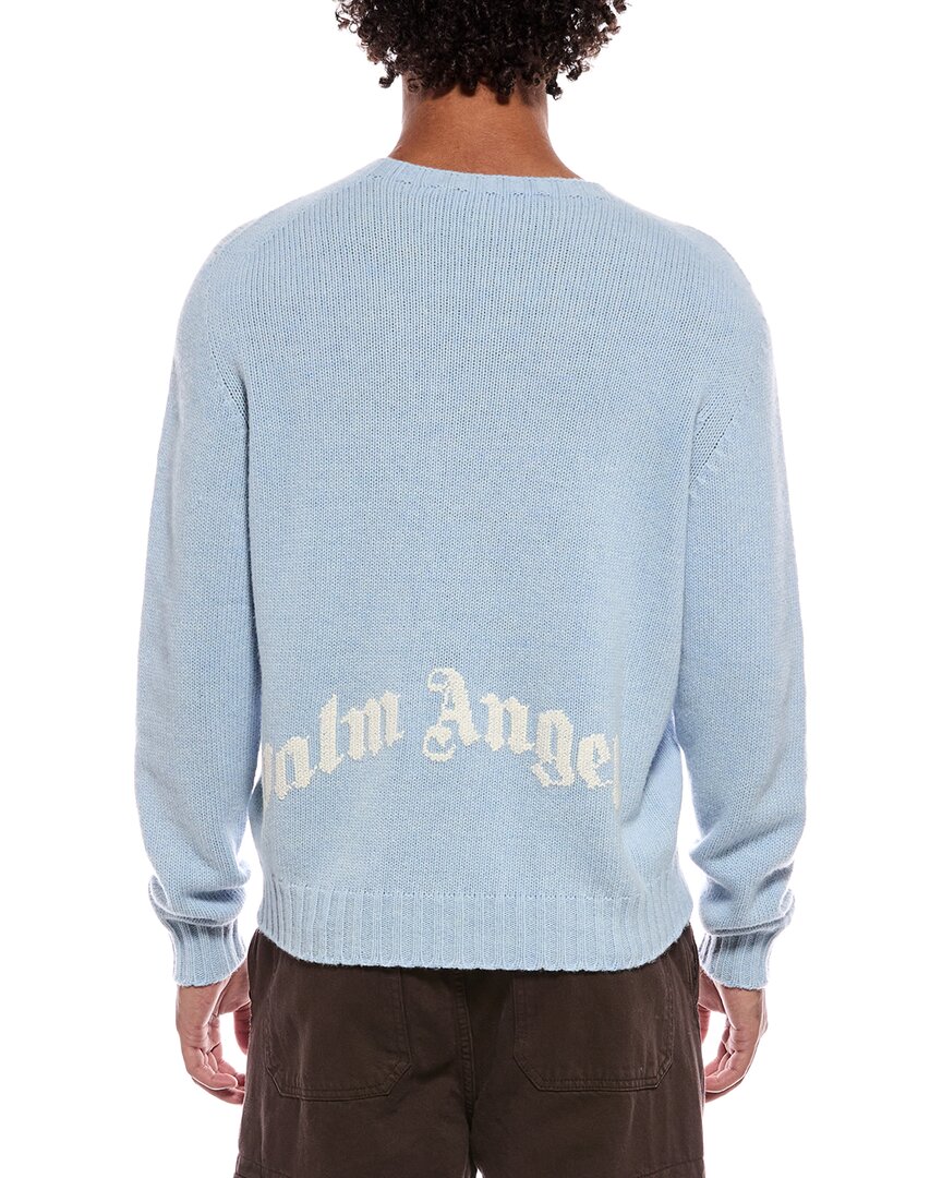 Palm Angels Palm Angels Curved Logo Wool-Blend Crewneck Sweater