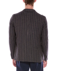 Corneliani Corneliani Cc Collection Unbalanced Striped Wool, Silk, & Linen-Blend Jacket
