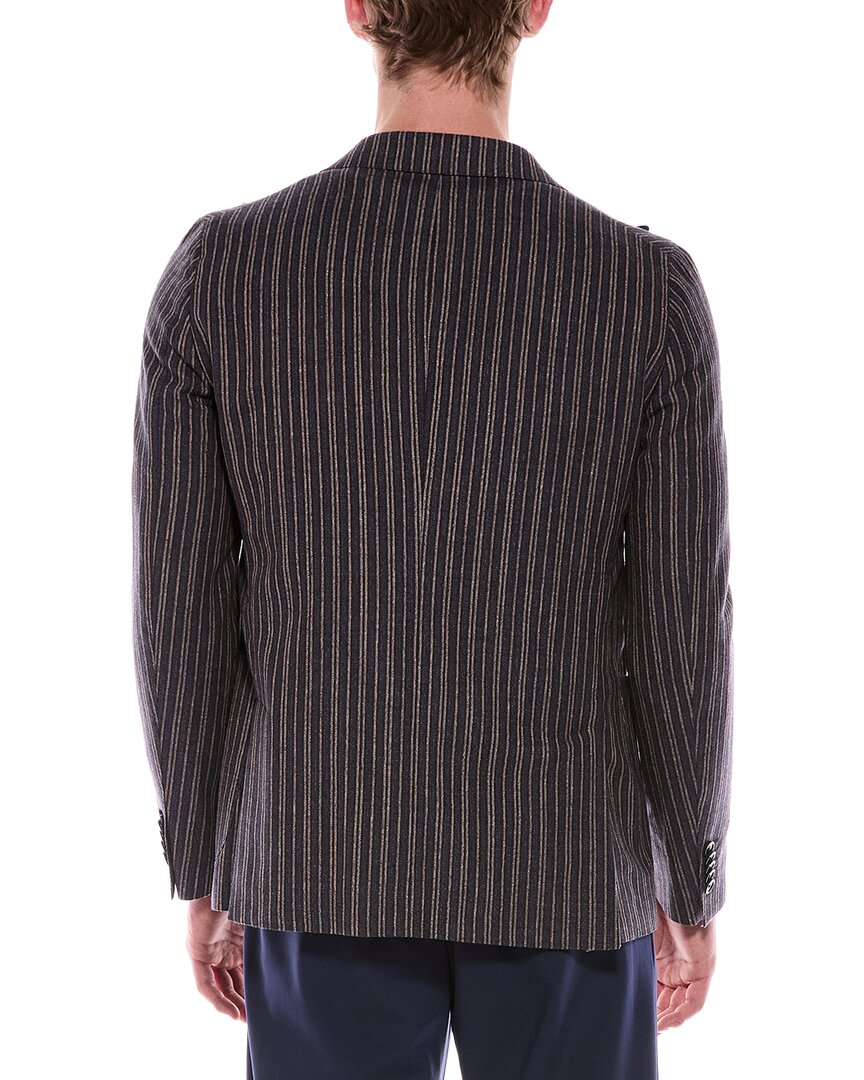 Corneliani Corneliani Cc Collection Unbalanced Striped Wool, Silk, & Linen-Blend Jacket