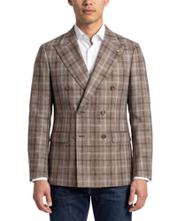 Corneliani Corneliani Cc Collection Double-Breasted Wool & Linen-Blend Blazer