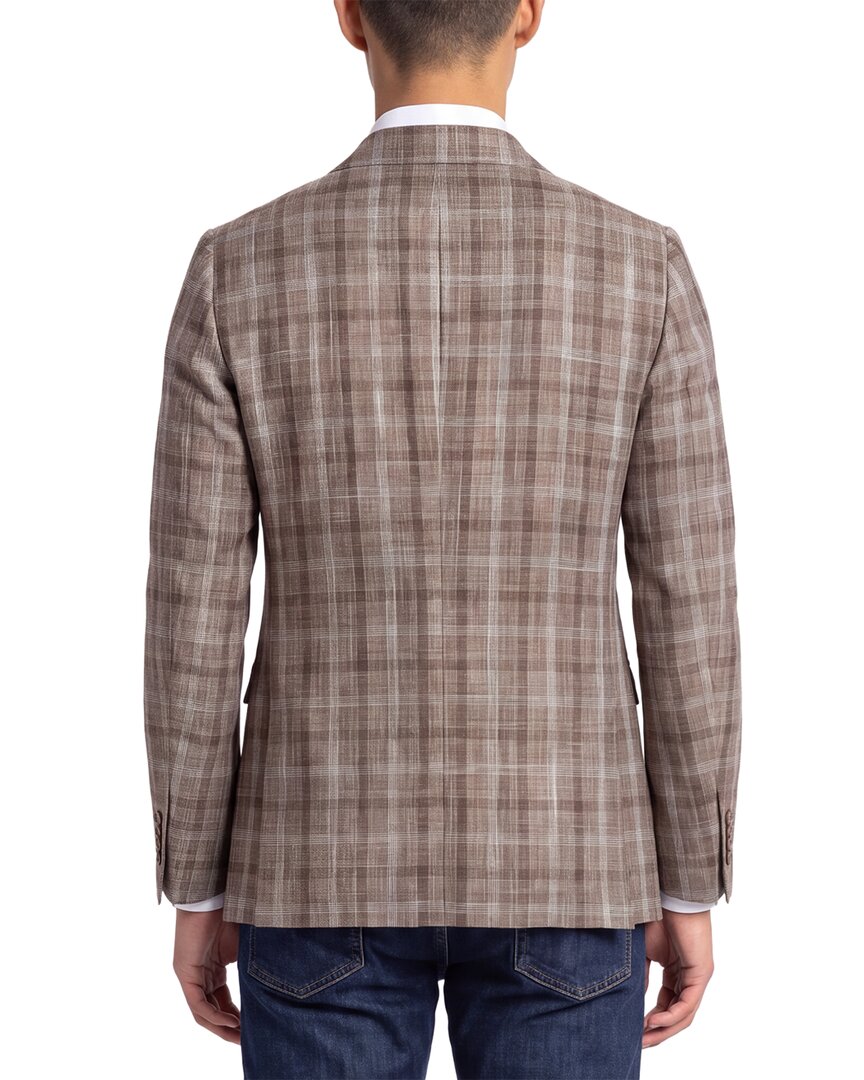 Corneliani Corneliani Cc Collection Double-Breasted Wool & Linen-Blend Blazer