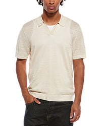 Onia Linen Johnny Collar Polo Sweater