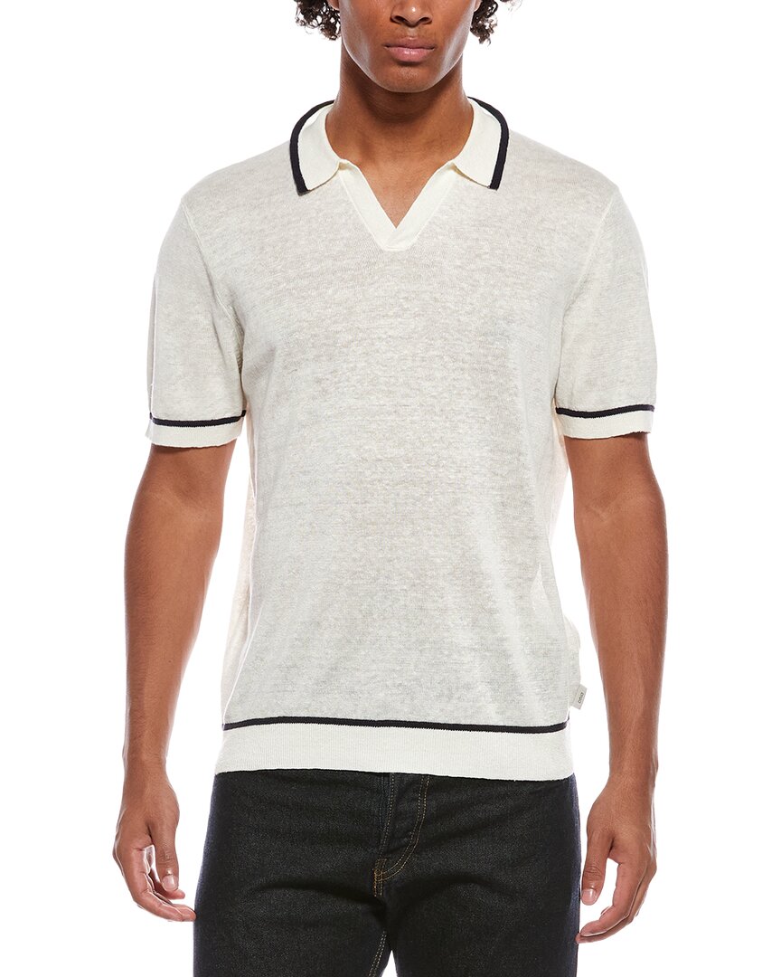 Onia Linen Johnny Collar Polo Sweater