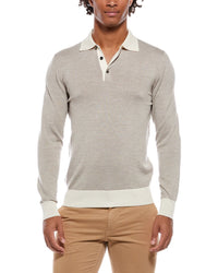 Isaia Polo Silk & Cashmere-Blend Sweater
