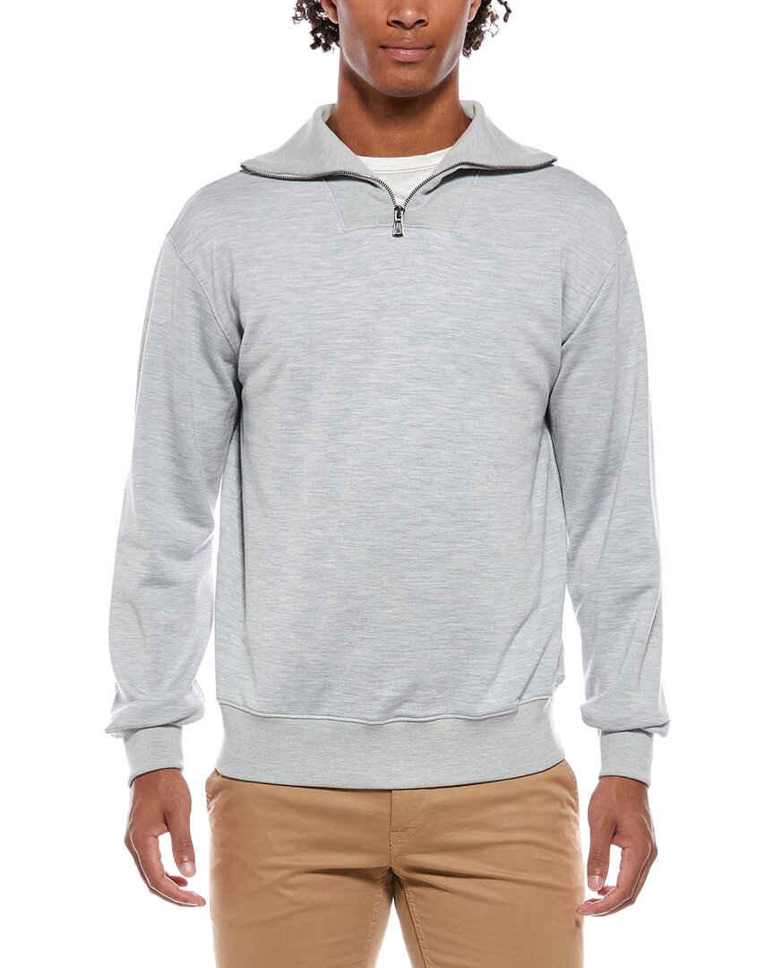 Isaia Isaia Half Zip Army Silk-Blend Pullover