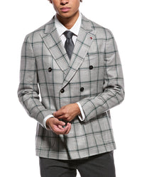 Isaia Isaia Domenico Double-Breasted Wool, Silk & Linen-Blend Sport Jacket