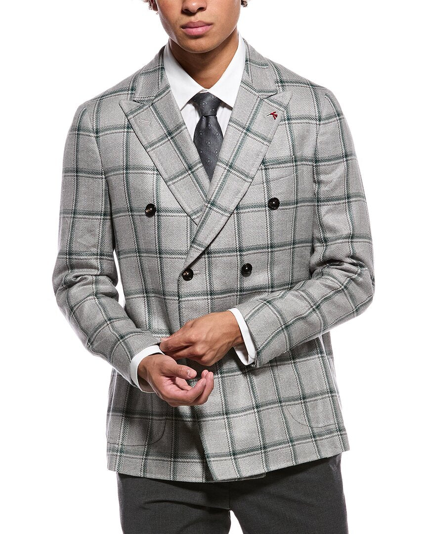 Isaia Isaia Domenico Double-Breasted Wool, Silk & Linen-Blend Sport Jacket
