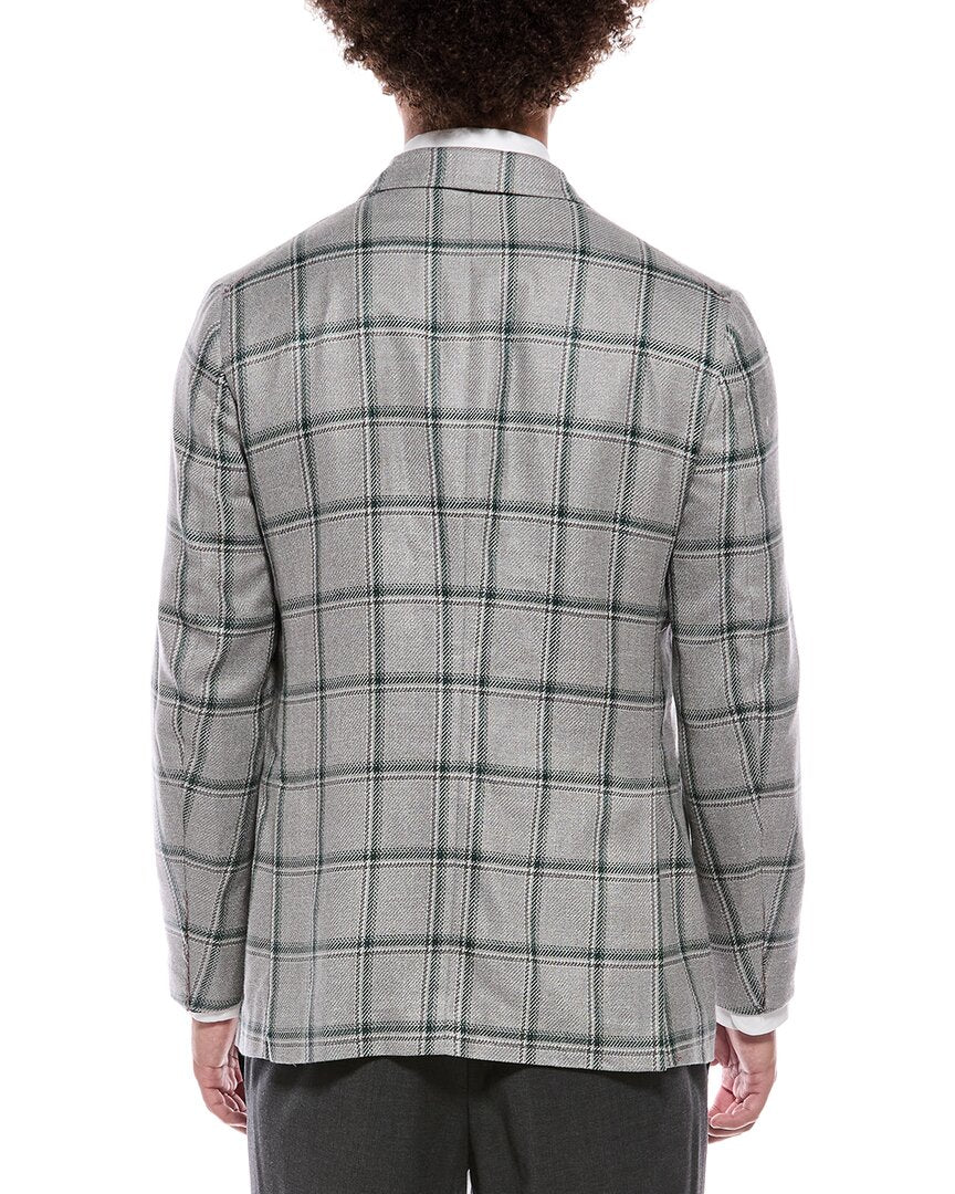 Isaia Isaia Domenico Double-Breasted Wool, Silk & Linen-Blend Sport Jacket