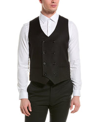 Paisley & Gray Marylebone Slim Double-Breasted Vest Black