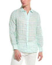 Raffi Two Color Plaid Printed Linen Shirt