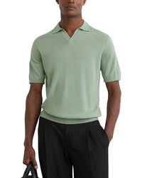 Reiss Reiss Duchie Open Collar Merino Wool Polo Sweater