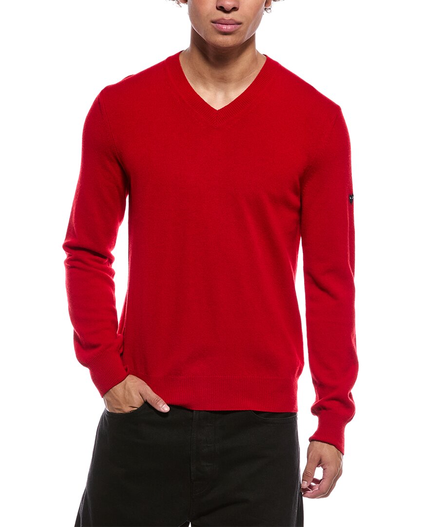 Comme Des Garcons Play Black Heart Sleeve Wool V-Neck Sweater