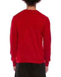 Comme Des Garcons Play Black Heart Sleeve Wool V-Neck Sweater