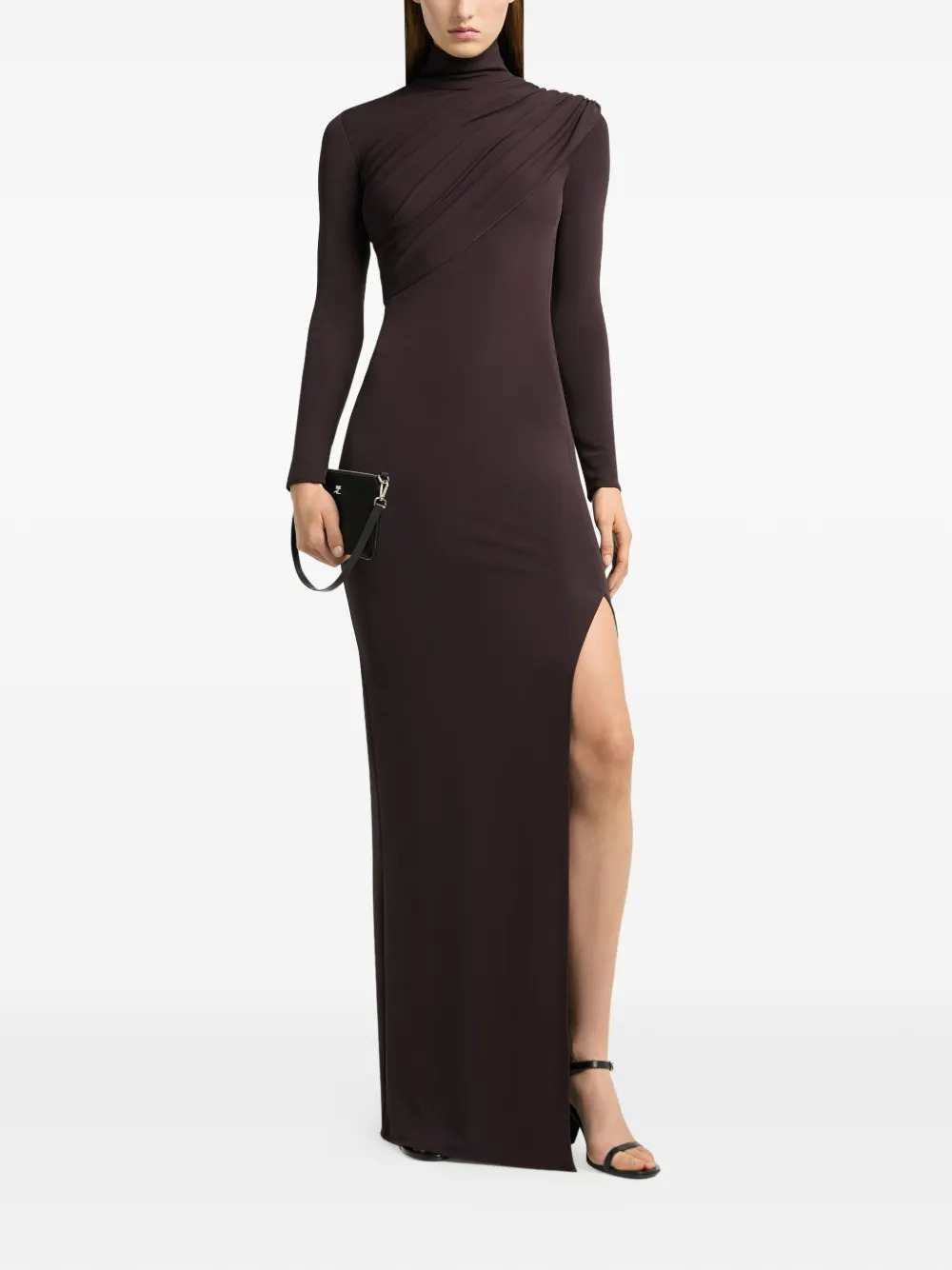 Courreges Women Long Jersey Dress With Cable-Knit Details