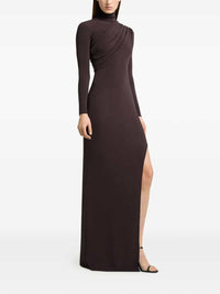 Courreges Women Long Jersey Dress With Cable-Knit Details