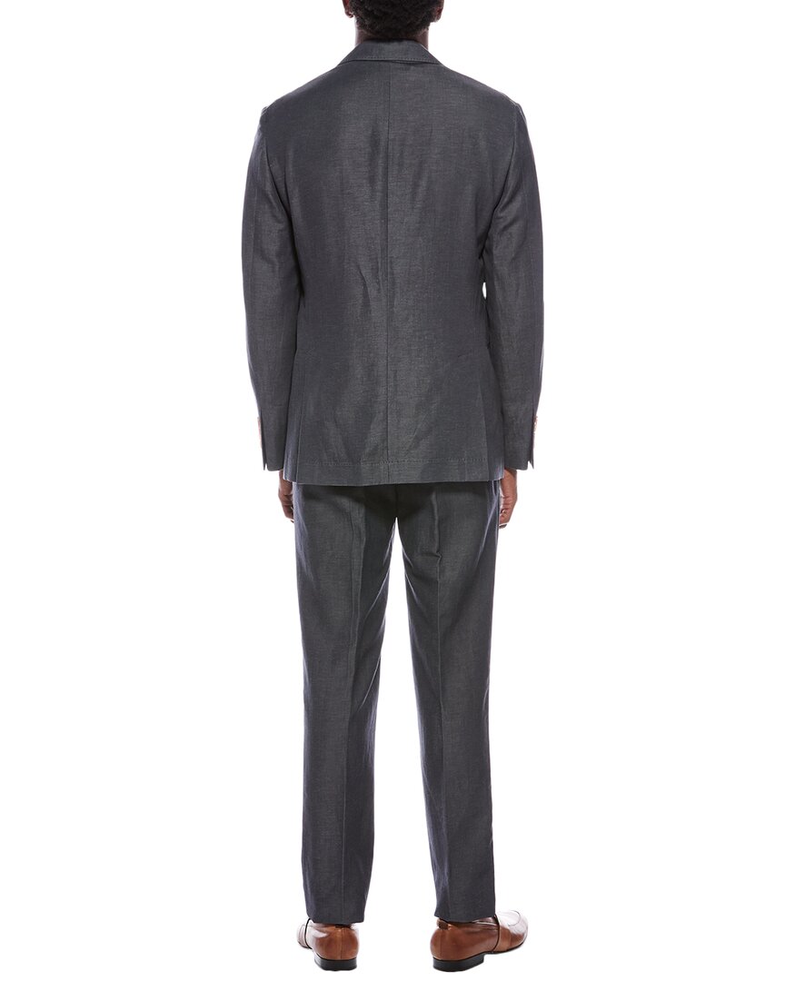Brunello Cucinelli Brunello Cucinelli 2Pc Wool & Linen-Blend Suit With Pleated Pant