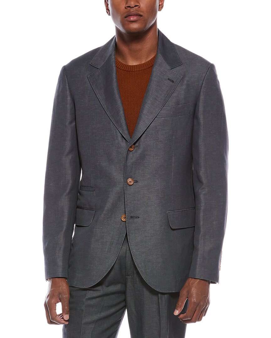 Brunello Cucinelli Brunello Cucinelli 2Pc Wool & Linen-Blend Suit With Pleated Pant