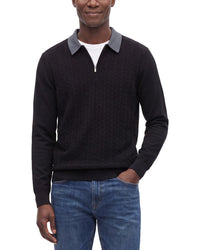 Raffi Jacquard Zip Wool-Blend Polo Shirt