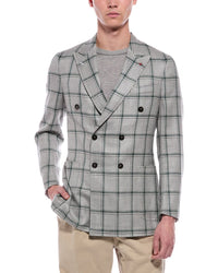 Isaia Isaia Domenico Double-Breasted Wool, Silk & Linen-Blend Sport Jacket