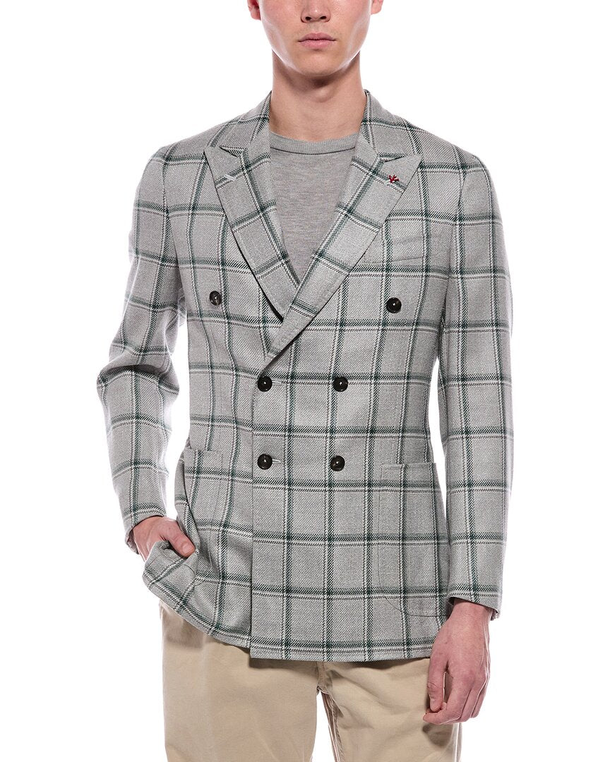 Isaia Isaia Domenico Double-Breasted Wool, Silk & Linen-Blend Sport Jacket