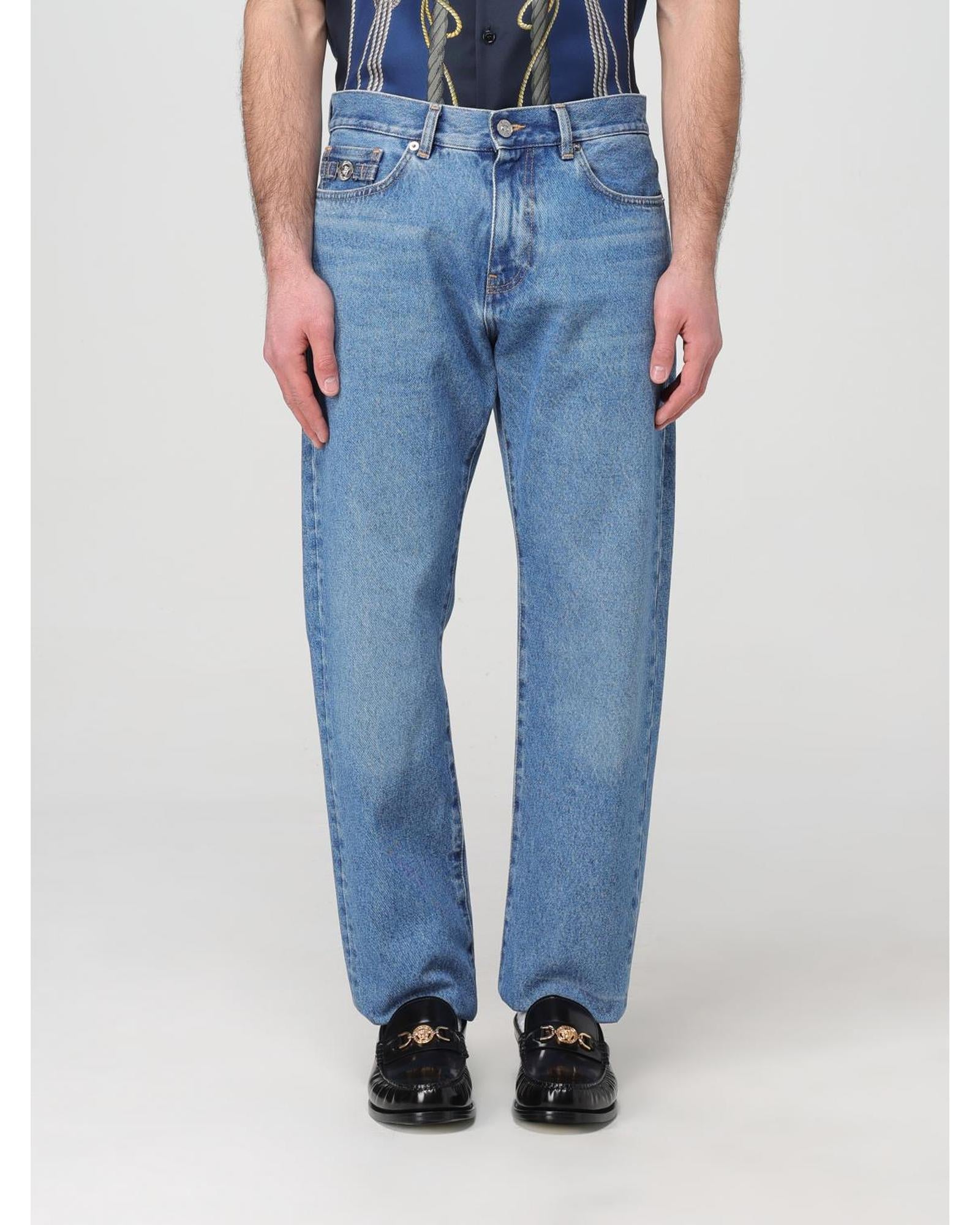 Versace Straight Leg Jeans Classic Fit Men Blue