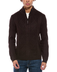 Jason Wu Quarter Zip Diamond Cable Knit Mock Neck Sweater