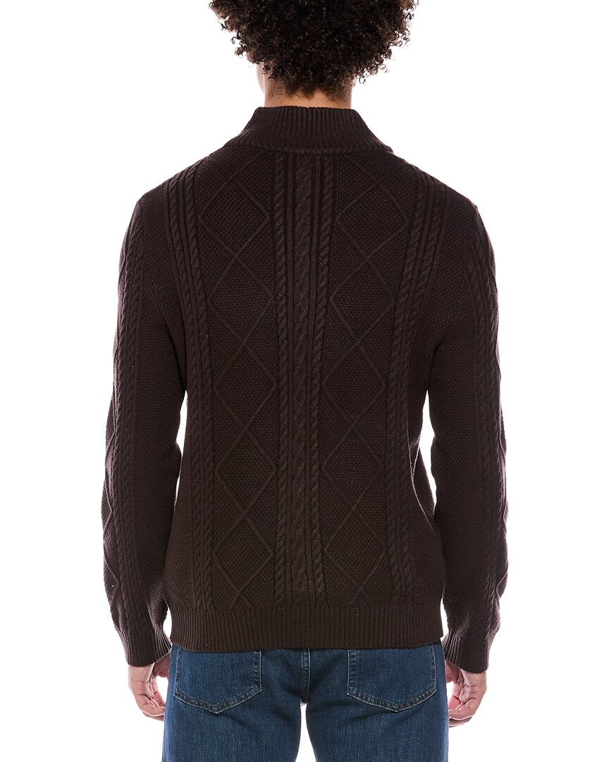 Jason Wu Quarter Zip Diamond Cable Knit Mock Neck Sweater