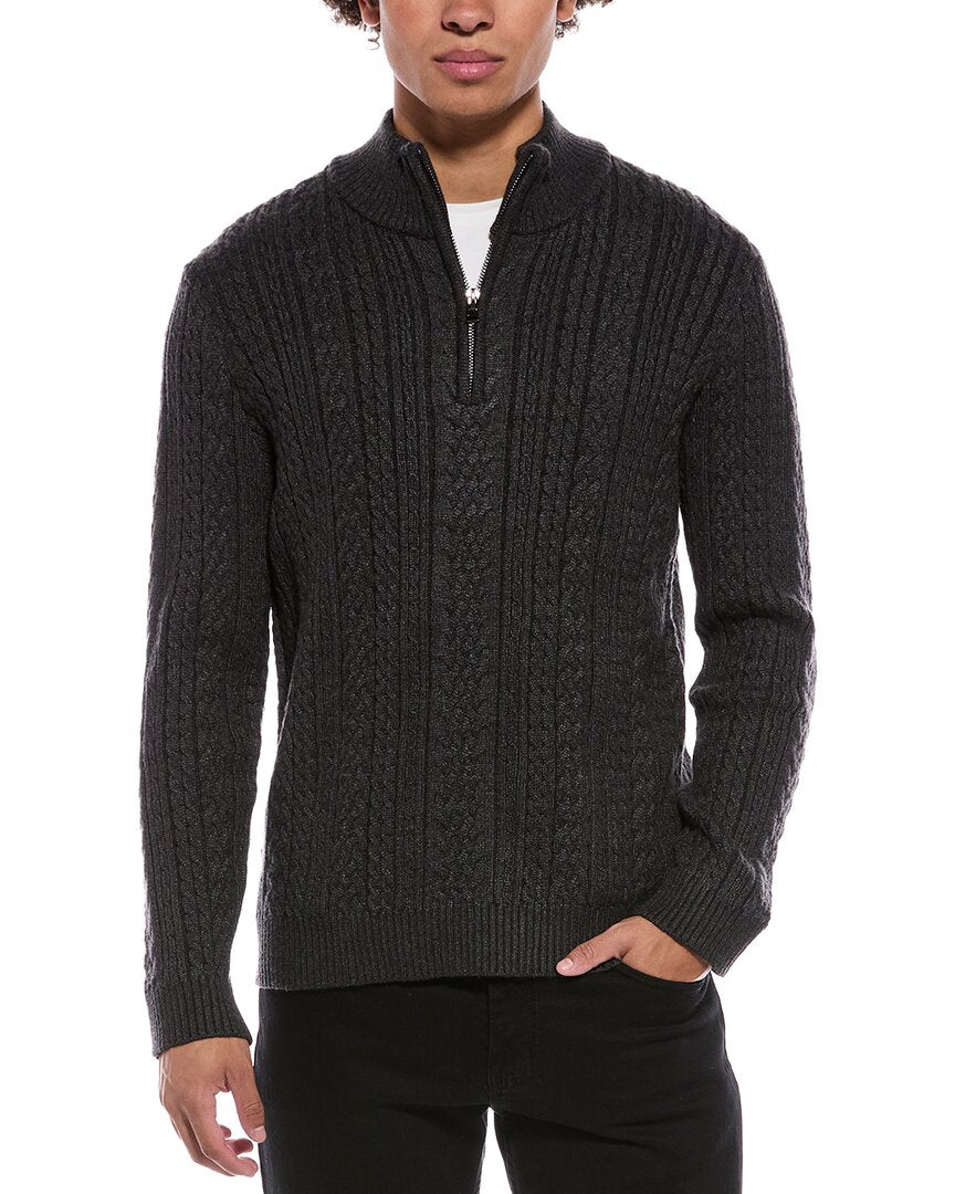 Jason Wu 1/4-Zip Cable Knit Mock Neck Sweater