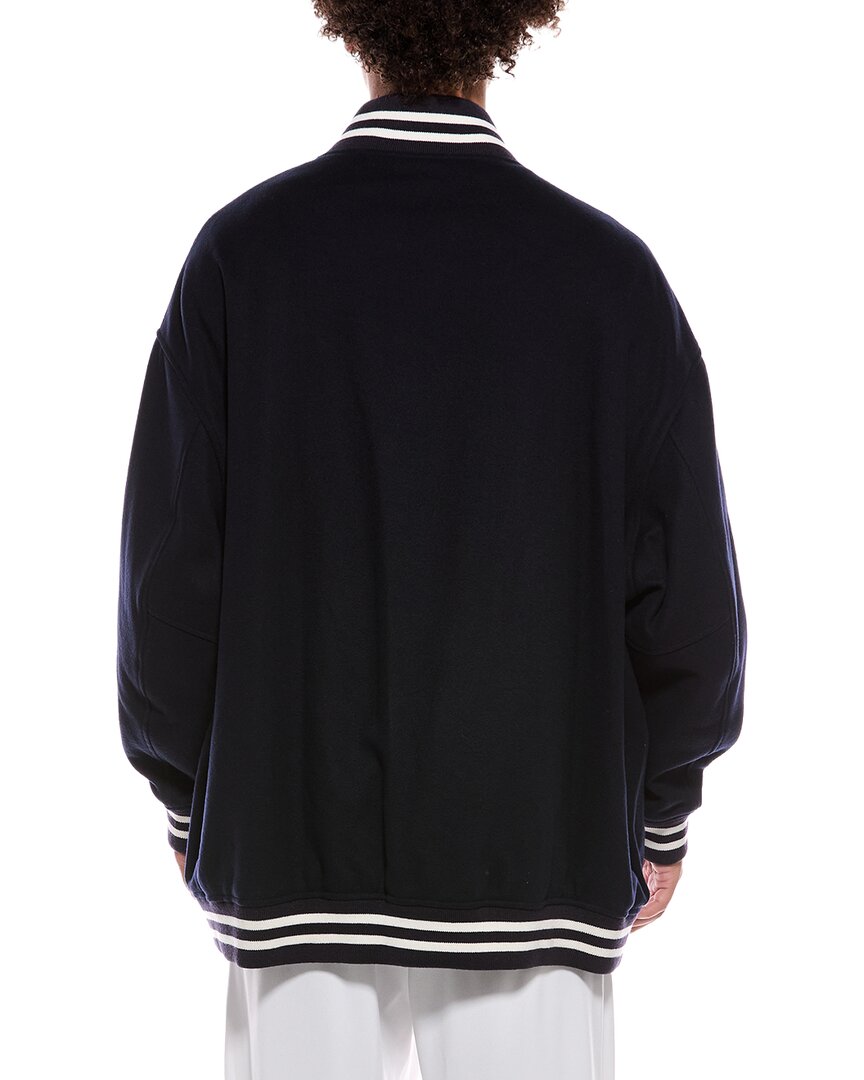 Valentino Patch Leather-Trim Wool Jacket