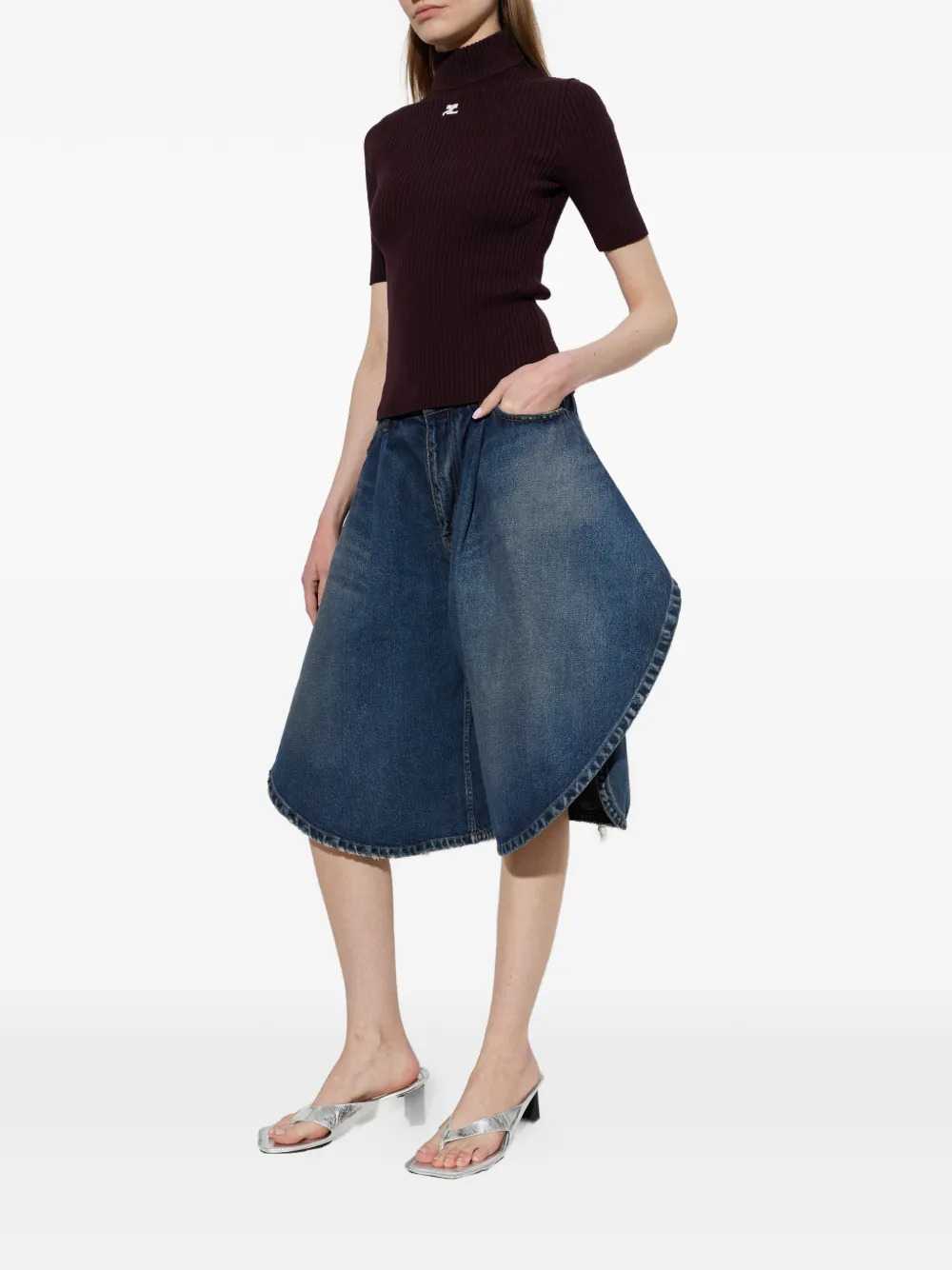 Courreges Women Short-Sleeved Ribbed Sweater