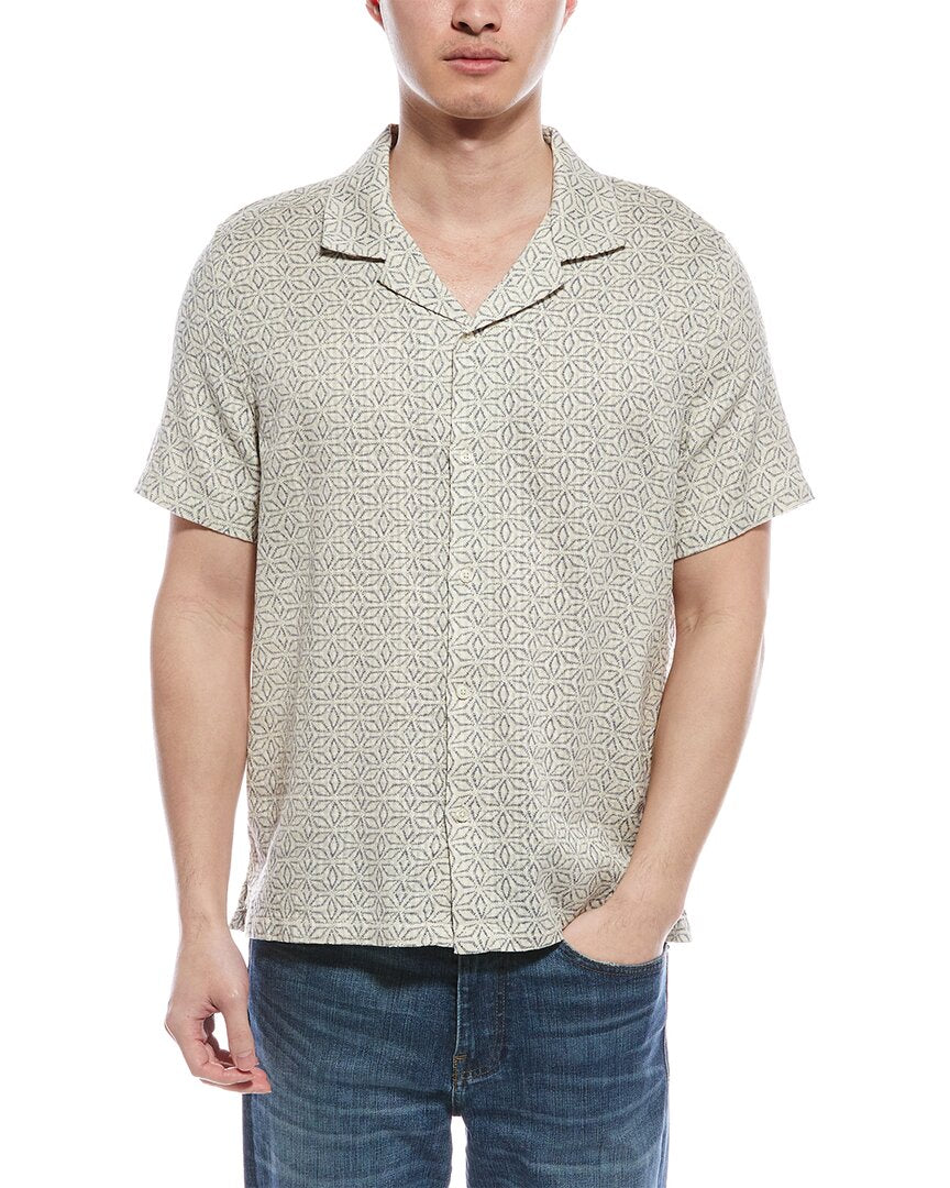 For The Republic Linen-Blend Button Shirt White