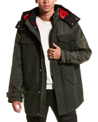 Armani Exchange Caban Wool-Blend Coat Green