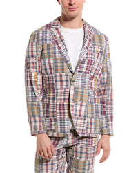 J.Mclaughlin Mens Patchwork Lisbon Blazer, 44, Blue