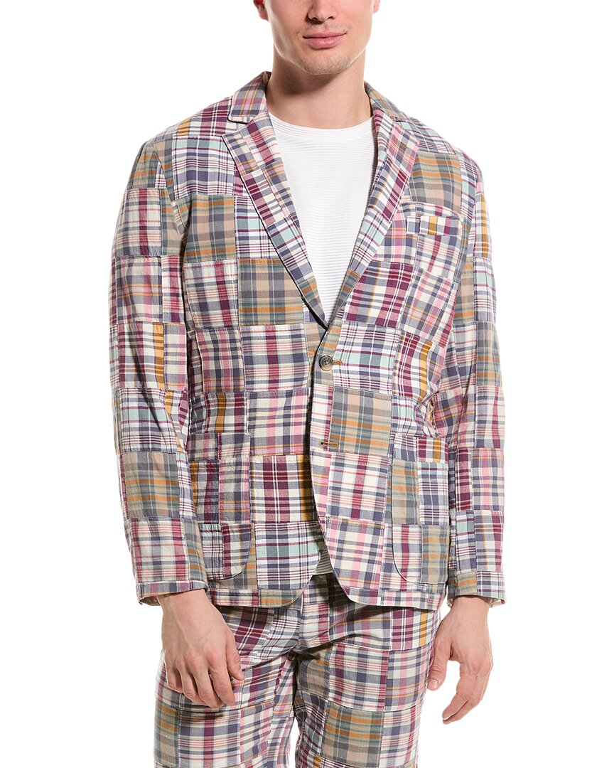 J.Mclaughlin Mens Patchwork Lisbon Blazer, 44, Blue