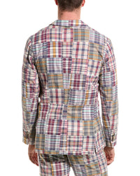 J.Mclaughlin Mens Patchwork Lisbon Blazer, 44, Blue