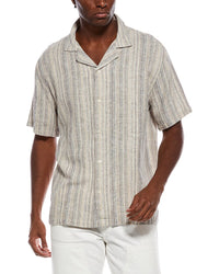 Truth Truth Camp Collar Linen-Blend Stripe Shirt