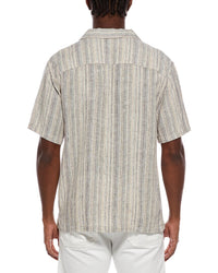 Truth Truth Camp Collar Linen-Blend Stripe Shirt