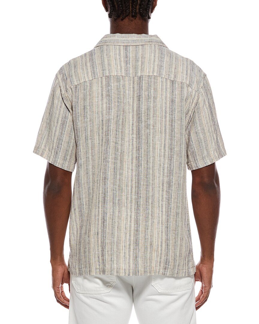 Truth Truth Camp Collar Linen-Blend Stripe Shirt