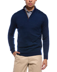 N.Peal Regent Birdseye 1/2-Zip Cashmere & Silk-Blend Mock Neck Sweater