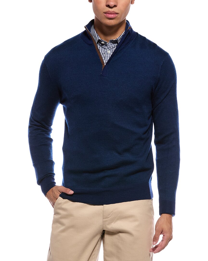 N.Peal Regent Birdseye 1/2-Zip Cashmere & Silk-Blend Mock Neck Sweater